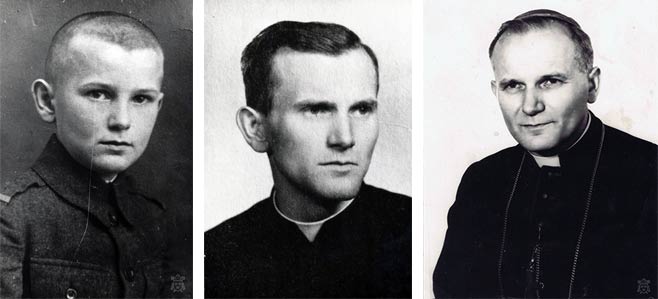 trzy zdjęcia Karola Wojtyły 