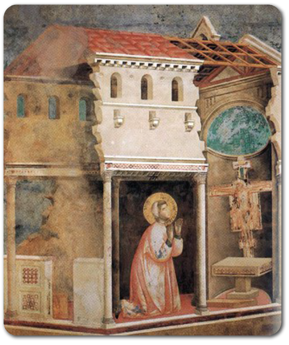 Giotto di Bondone (1267-1337), Bazylika św. Franciszka w Asyżu, Sceny z życia św. Franciszka, Modlitwa przed cudownym krucyfiksem